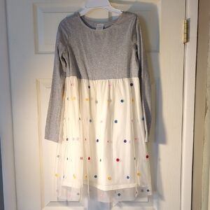 Gray and White Kids Dress with Colorful Dots